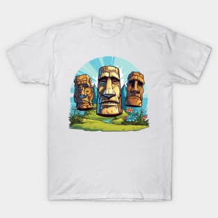 Cartoon Easter Island Heads T-Shirt